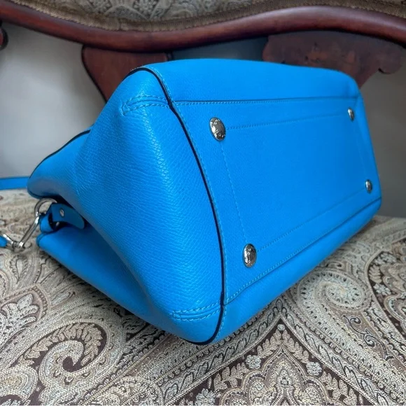 Coach Crossgrain Leather Margot Carryall Shoulder Bag Crossbody Sky Blue F34607 - Picture 10 of 16